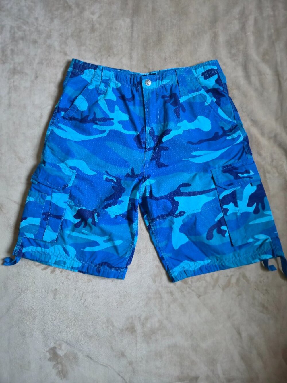 NWT CSG Champs Sports Ripstop Camo Cargo Shorts Blue Men's 38